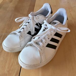Adidas Grand Court White Black Stripe Shoe Sneaker 10.5